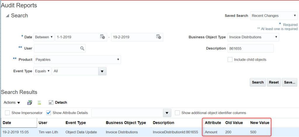 Detailed Audit reports for financial transactions